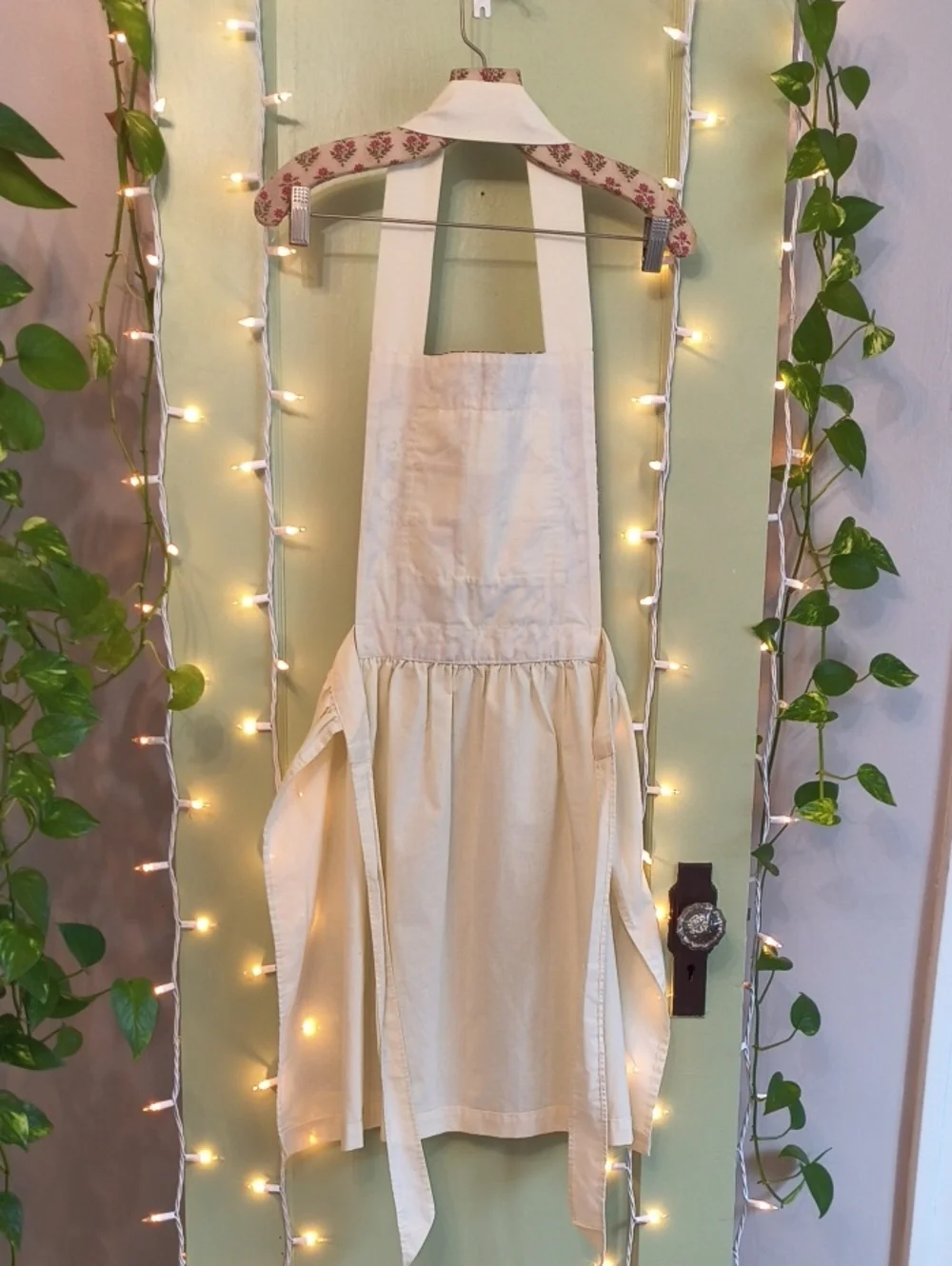 Women's Quilt Apron Cream Navy